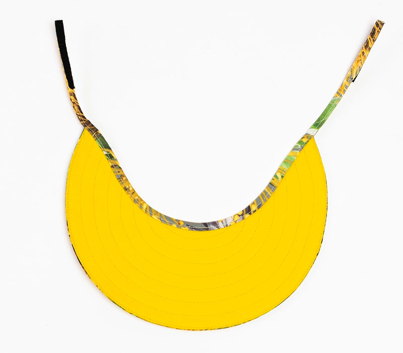 The yellow lining side of the Helena sun visor hat from Wild Things Lifestyle.